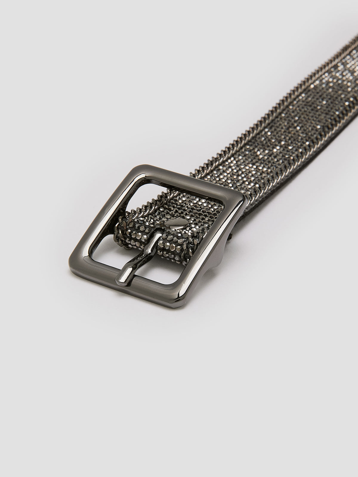 Faux Leather Belt with Rhinestones