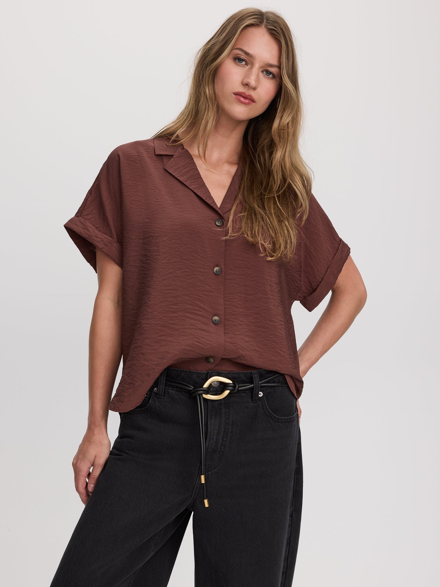 Short-Sleeve Shirt with Notch Collar