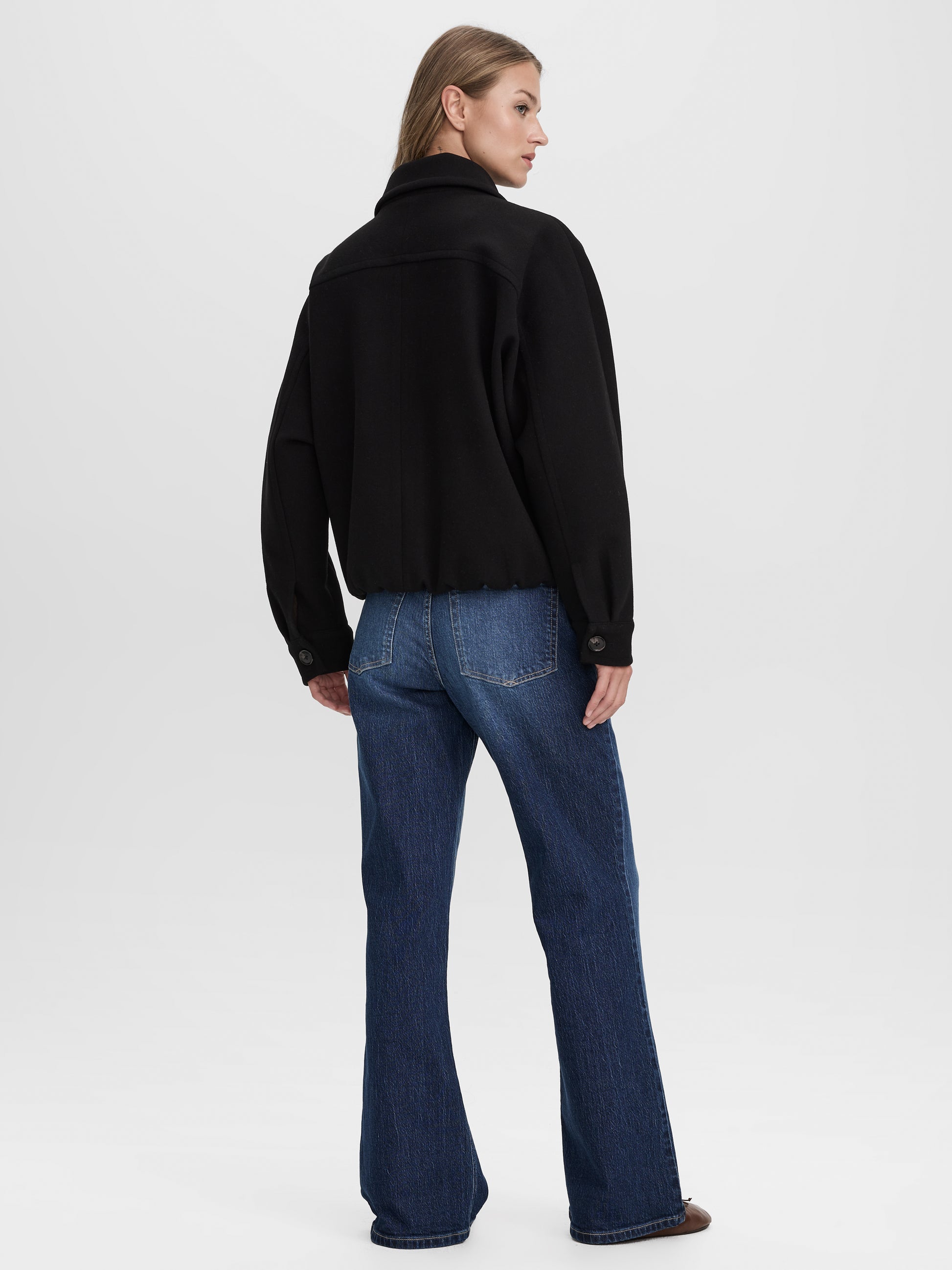 Long-Dolman-Sleeve Melton Jacket