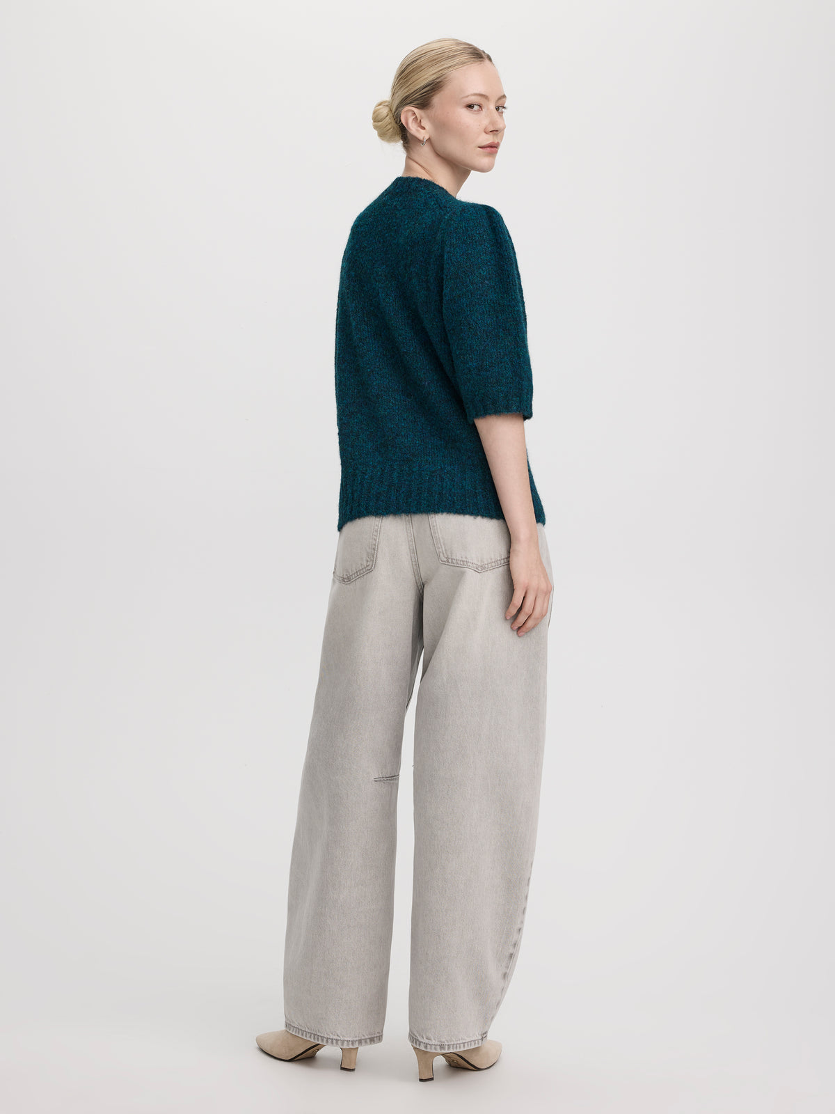 Elbow-Sleeve Crew-Neck Sweater