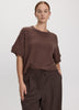 Cashmere-Blend Short-Sleeve Crew-Neck Loose Sweater
