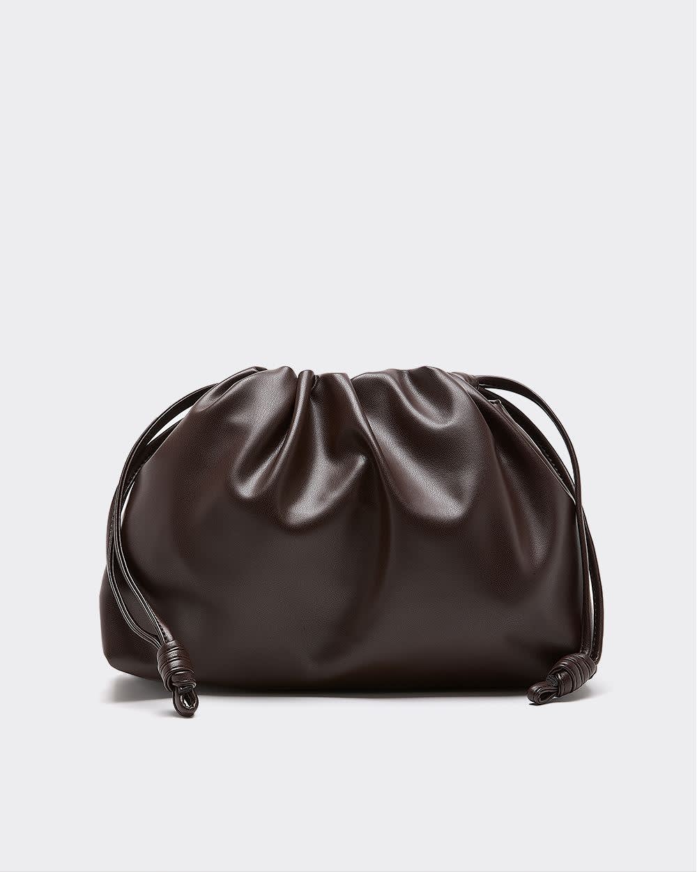 Ruched Shoulder Bag with Metal Chain