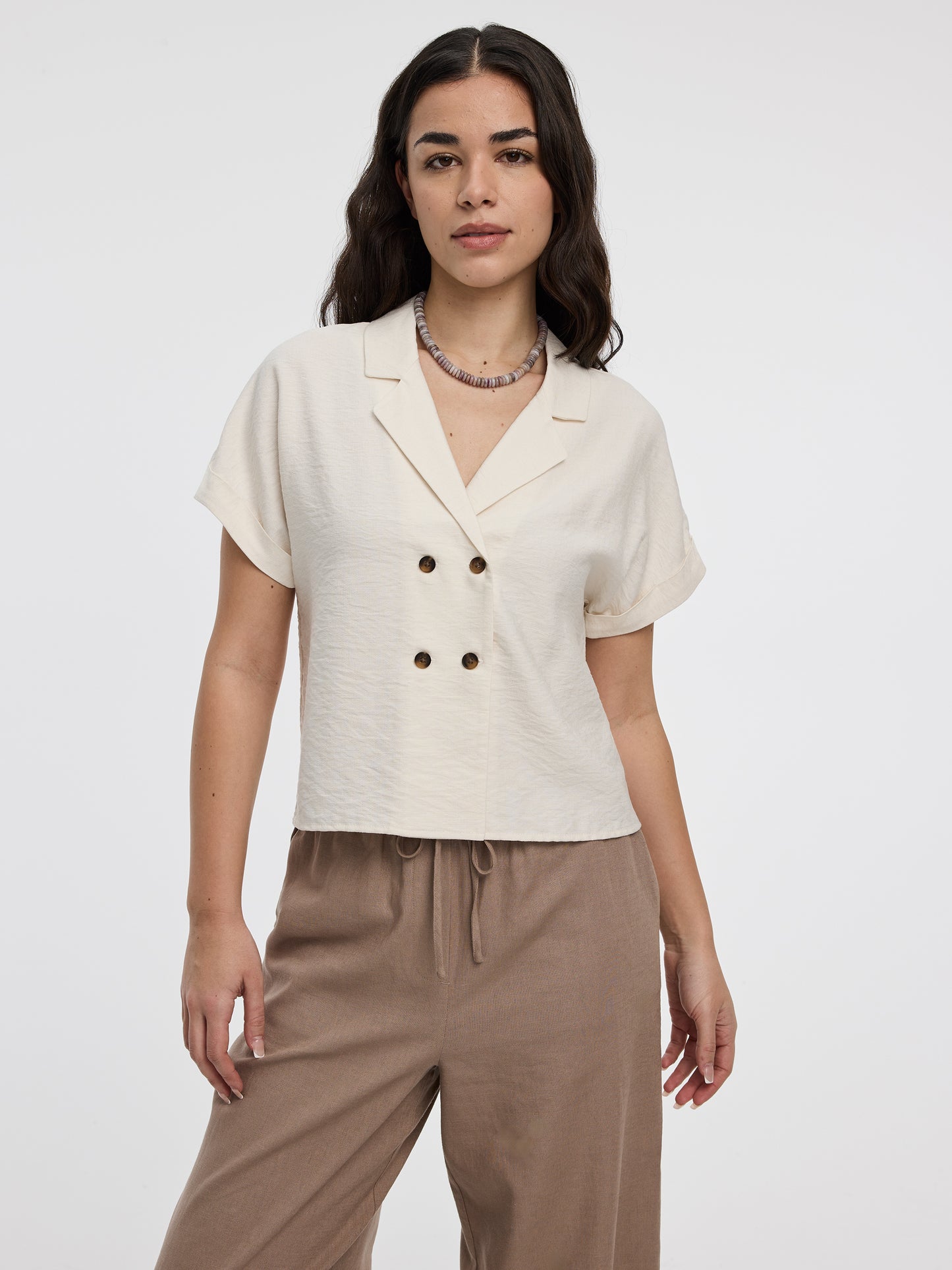 Satiny Short-Sleeve Shirt