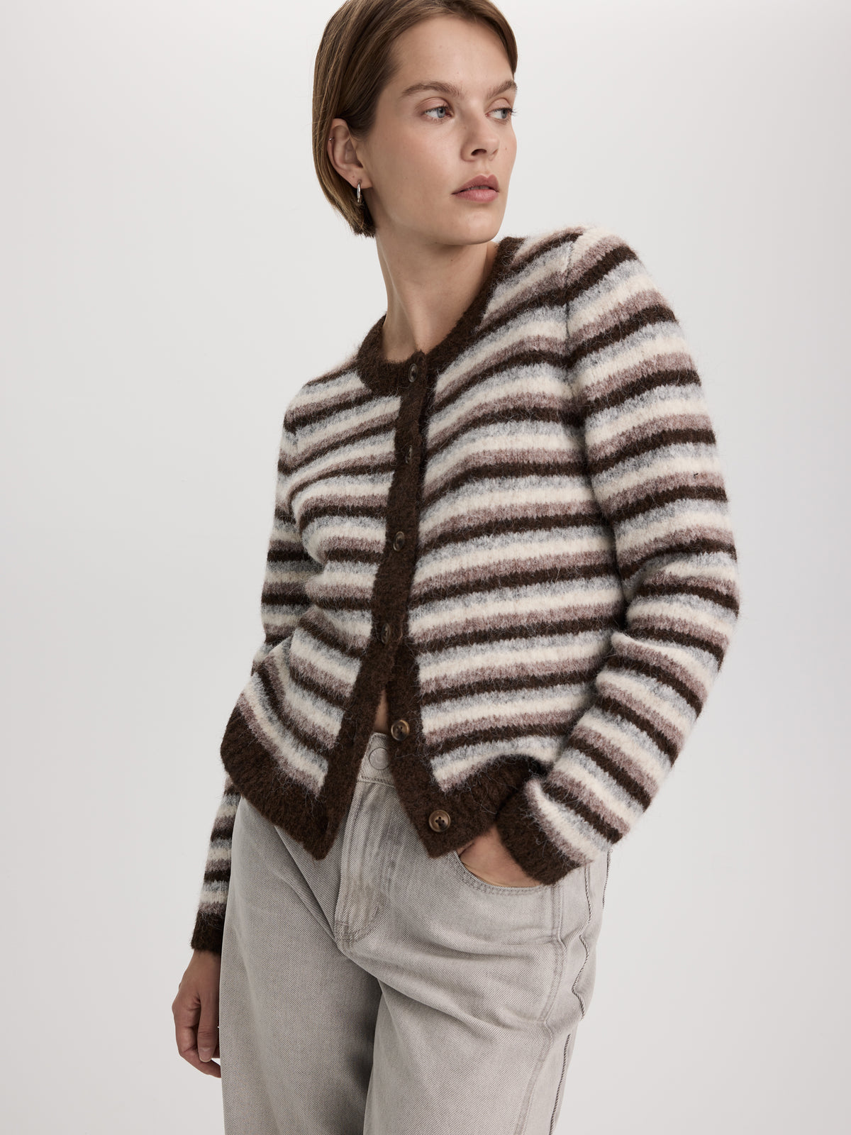 Crew-Neck Crop Cardigan