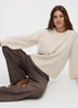 Long-Sleeve Crew-Neck Sweater with Soutache Flowers