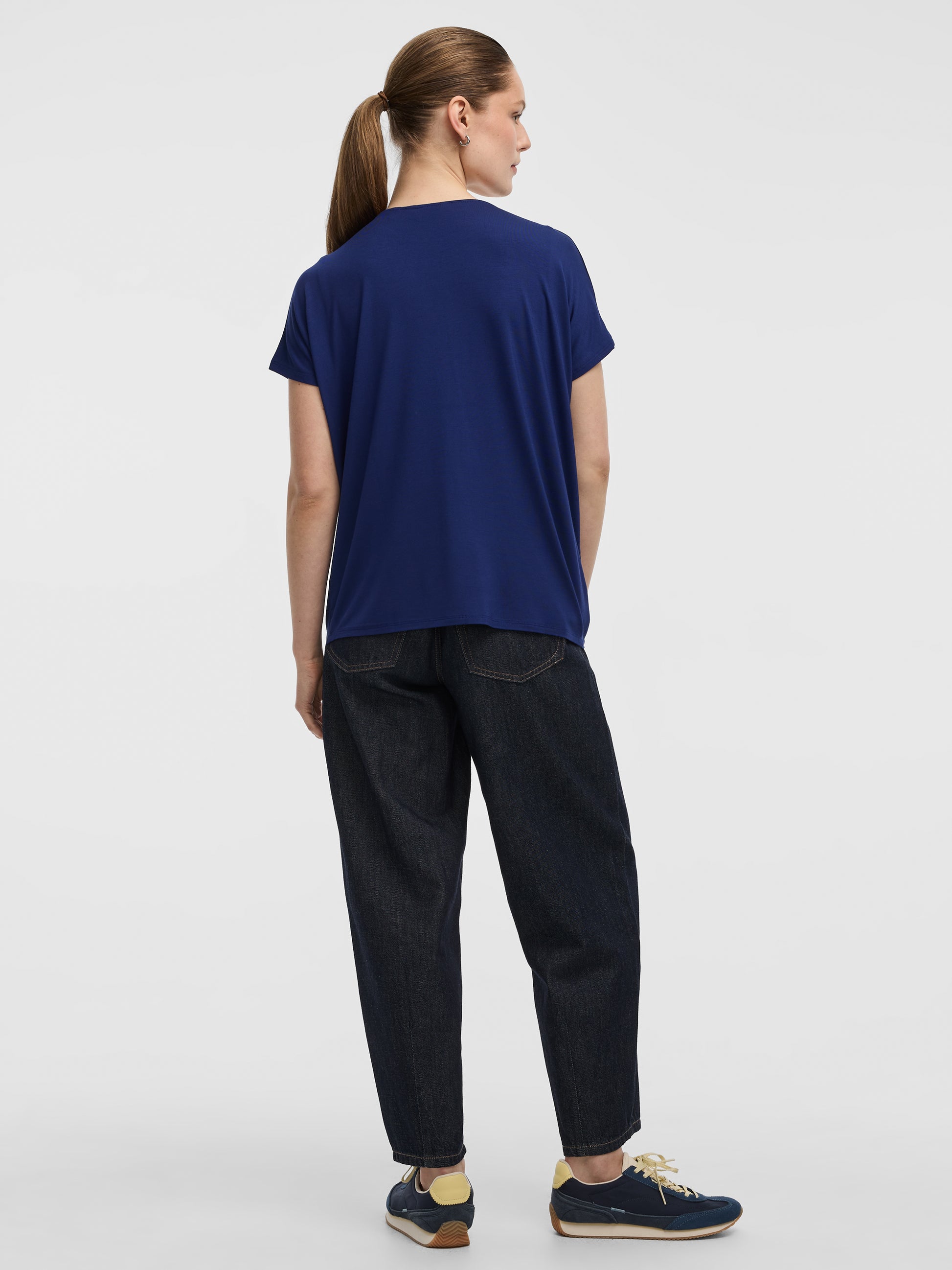 Short-Dolman-Sleeve Boat-Neck T-Shirt