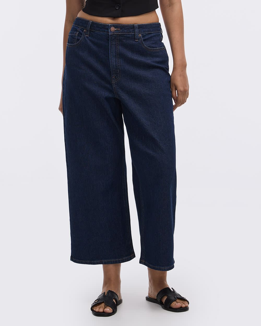 Wide-Leg High-Rise Cropped Jean