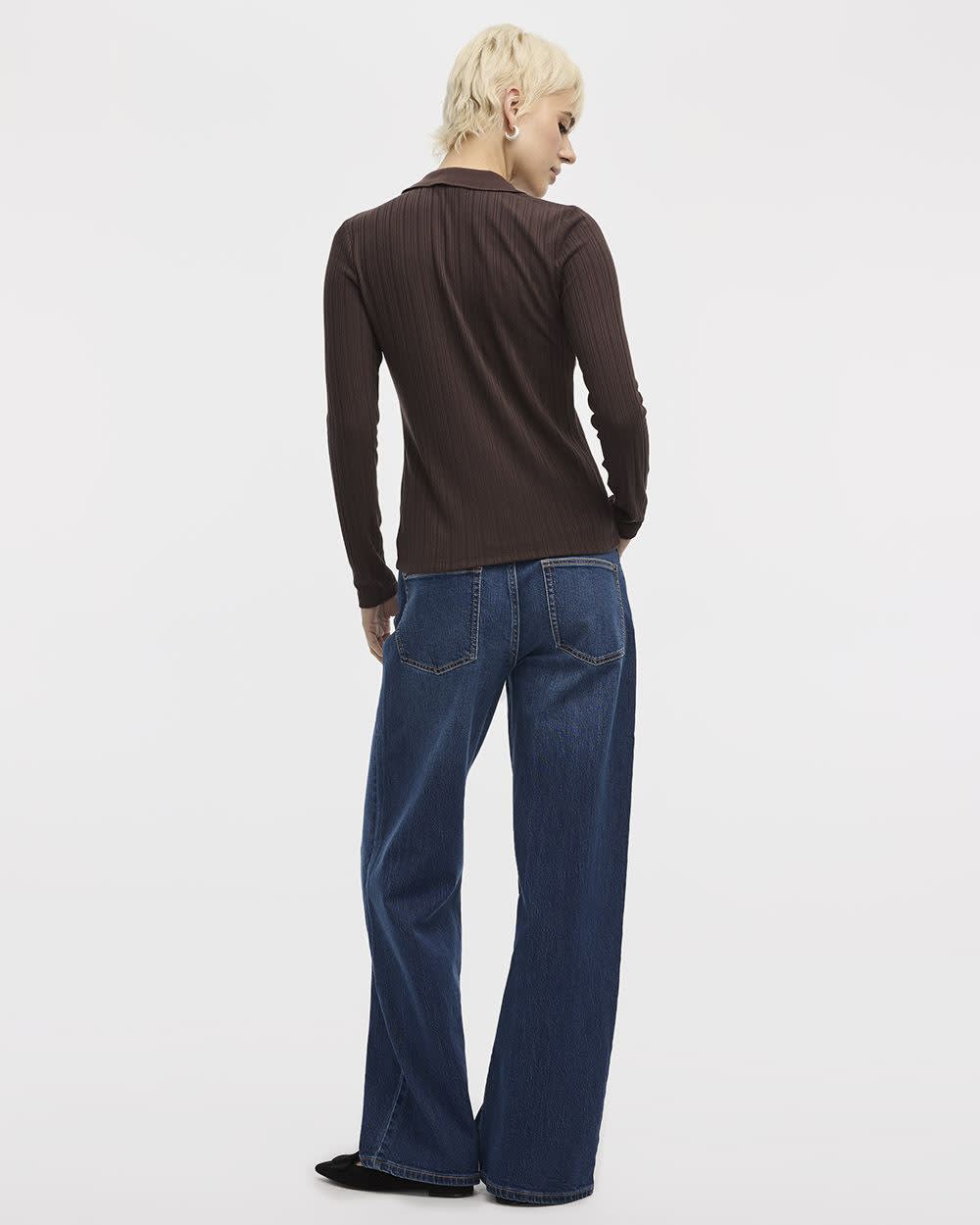 Long-Sleeve Polo Top