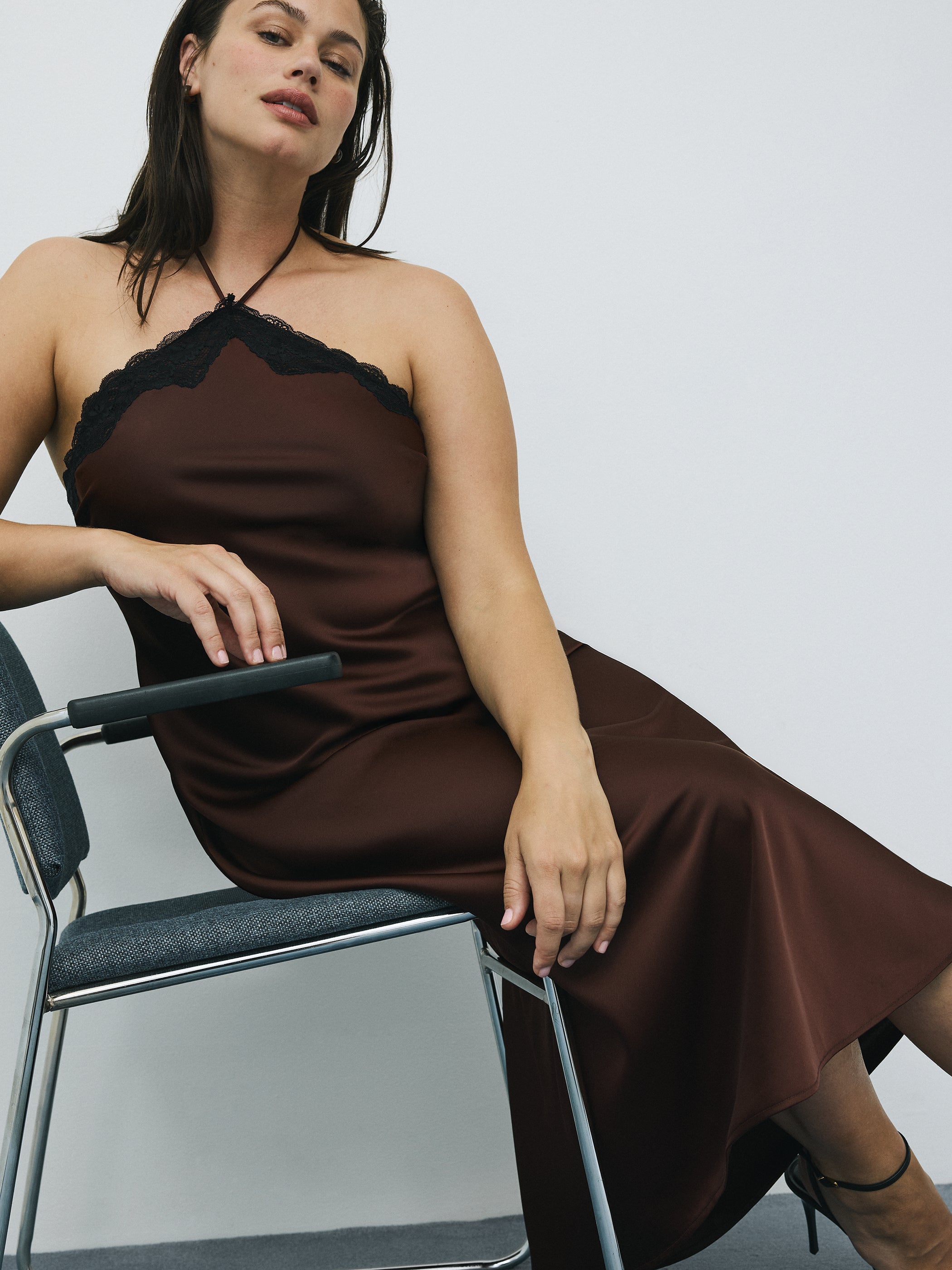 Sleeveless Halter-Neck Maxi Cocktail Dress