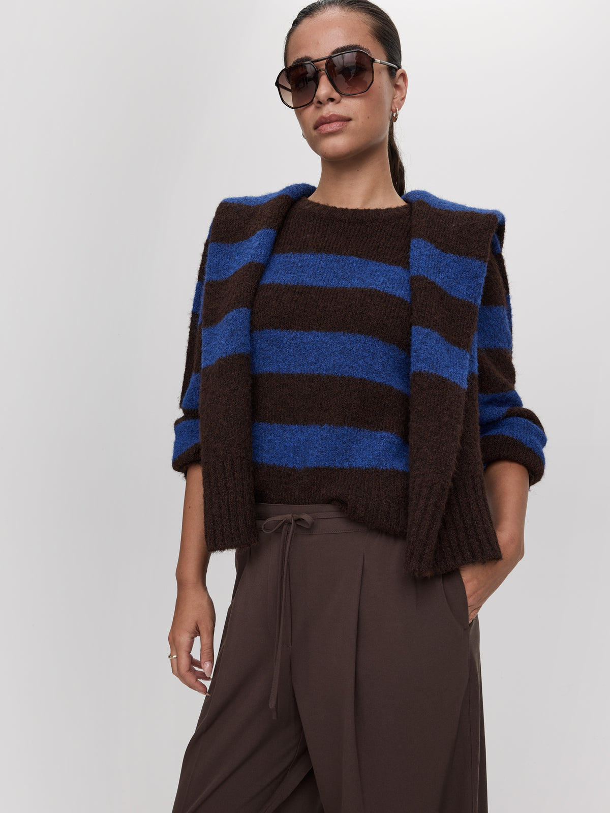 Striped Long-Sleeve Crew-Neck Wool-Blend Sweater