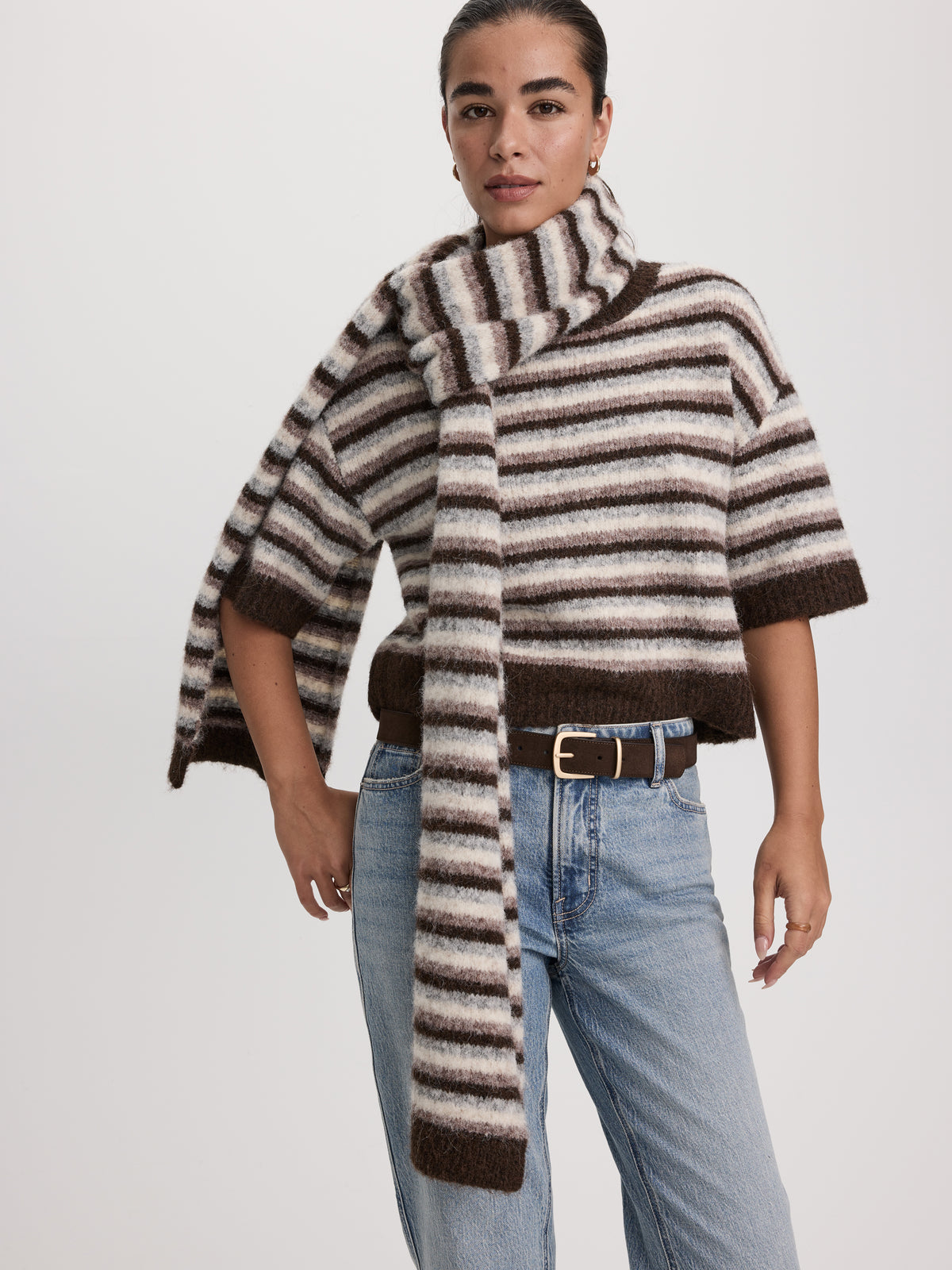 Striped Wool-Blend Oblong Scarf
