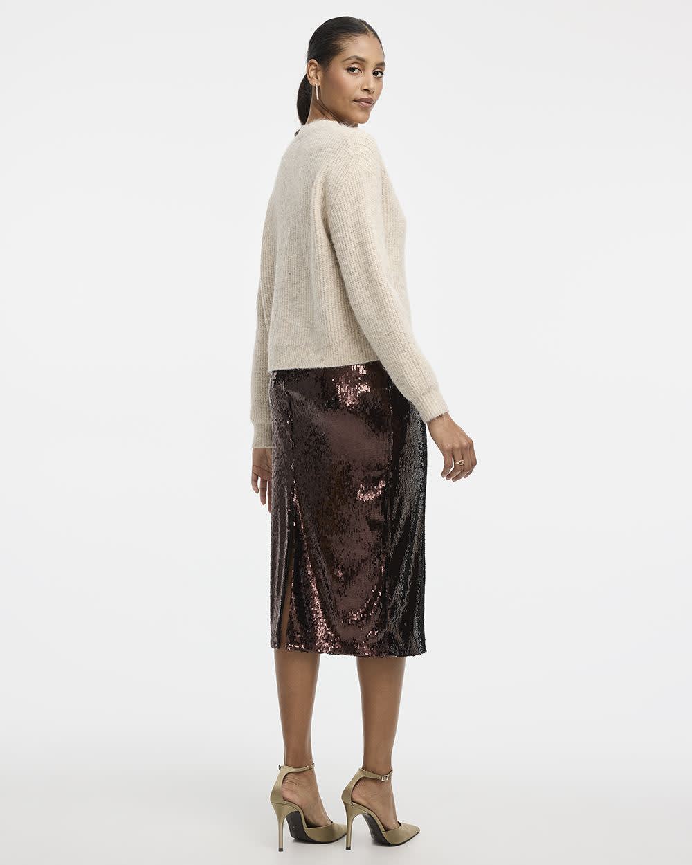 Long-Sleeve V-Neck Loose Cardigan