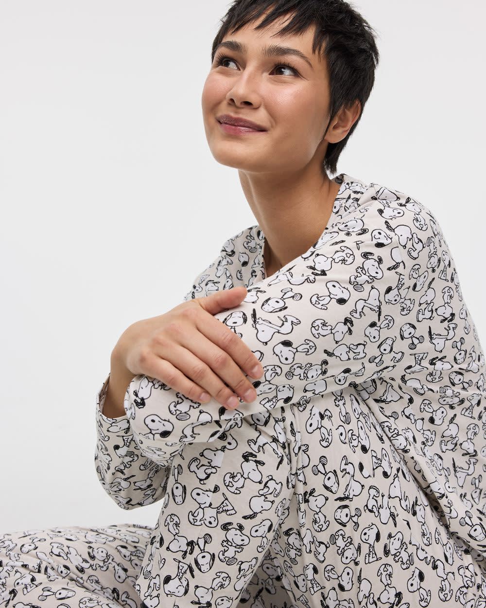 Long-Sleeve Top and Jogger Snoopy Cotton Pyjama Set