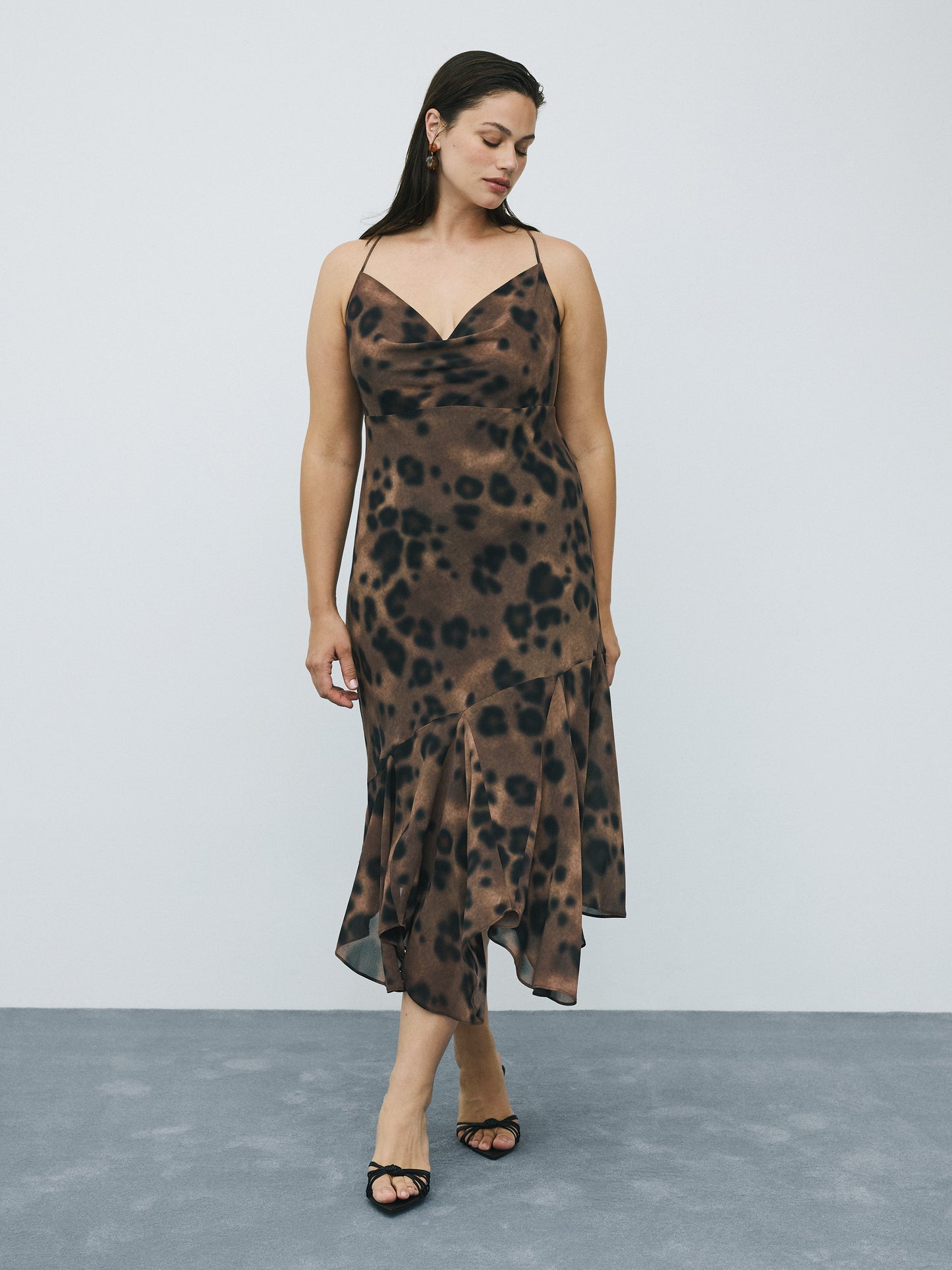 Sleeveless Maxi Dress with Cowl Neckline
