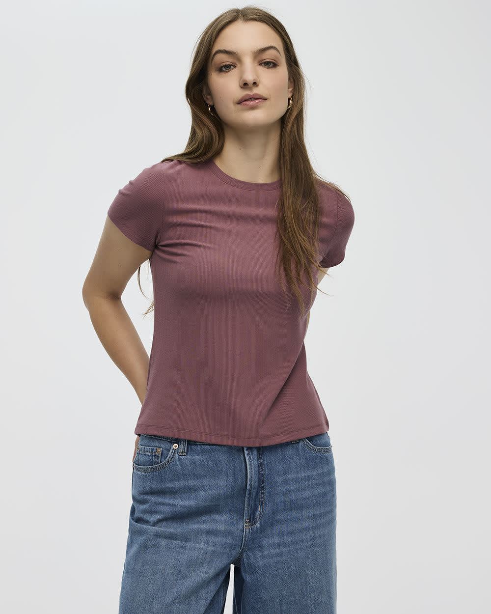 T-shirt côtelé et ajusté à col rond - R Essentials