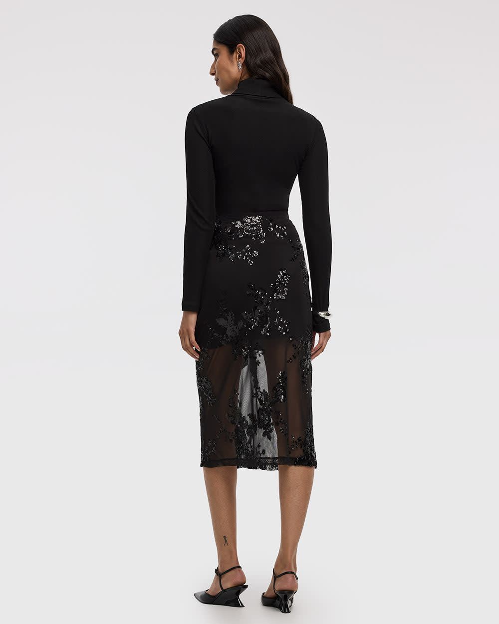 Midi Mesh Sequins Skirt
