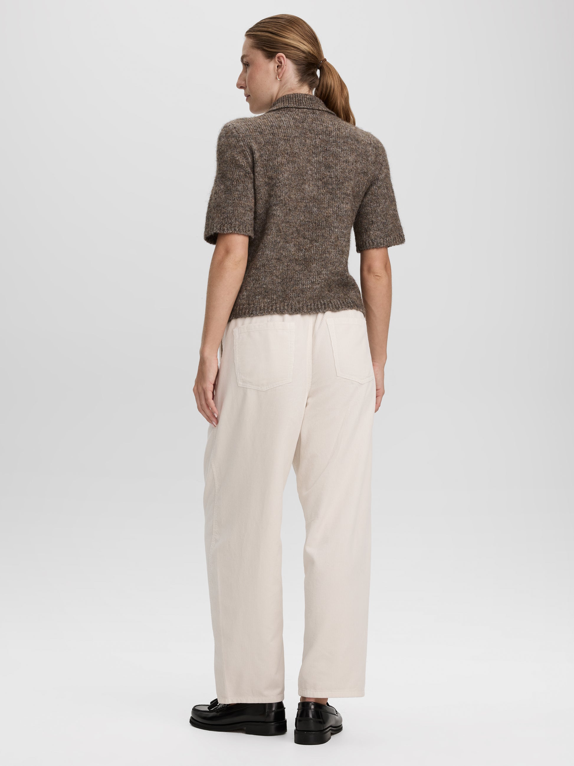 High-Rise Barrel Corduroy Pants