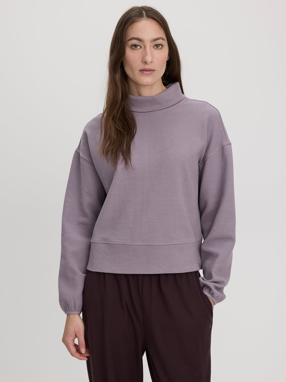 Mock-Neck Textured Pullover - Hyba
