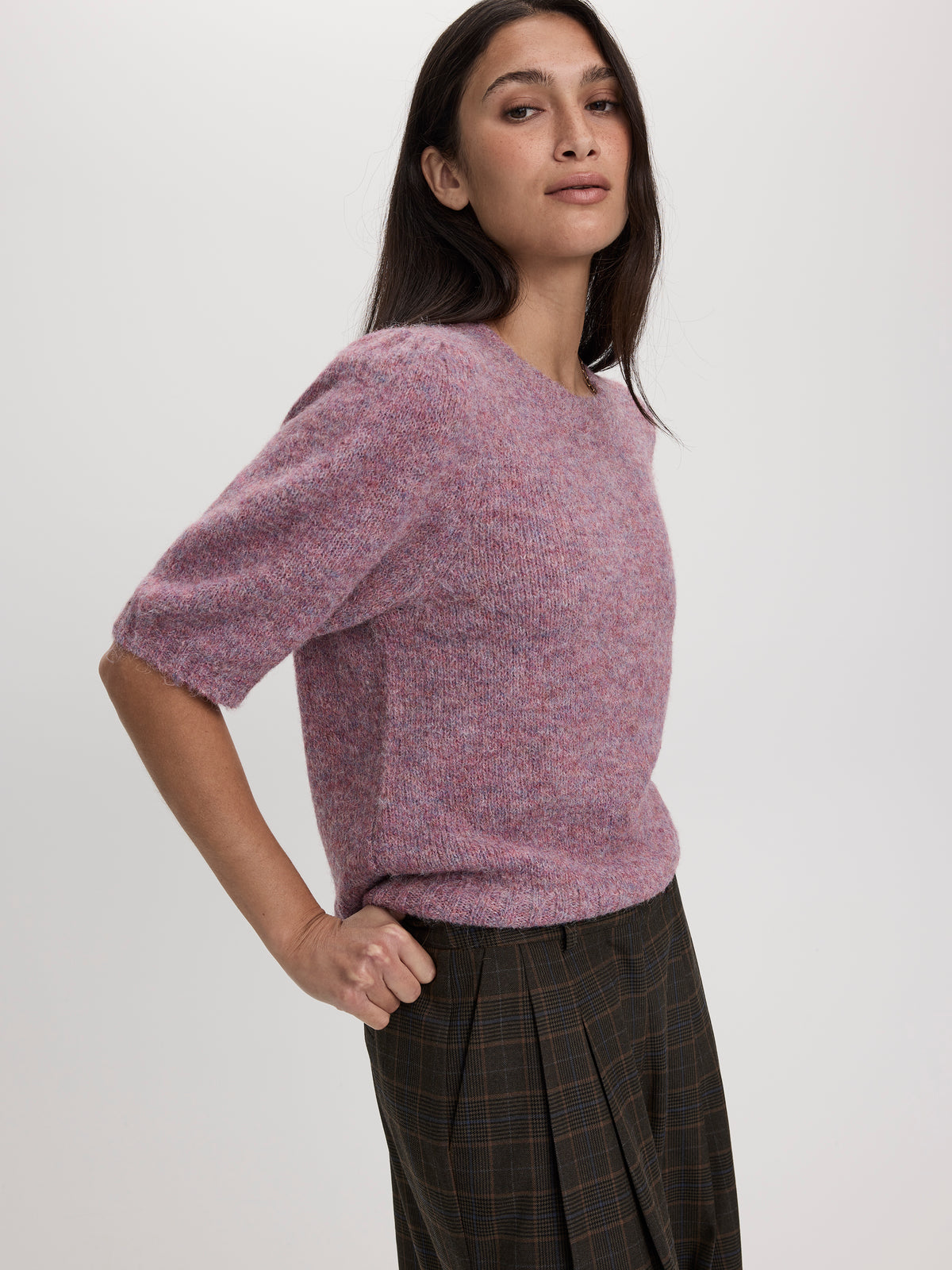 Elbow-Sleeve Crew-Neck Sweater