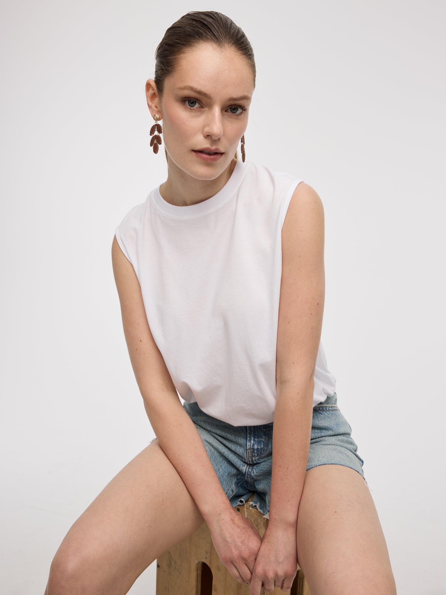 Crew-Neck Tank with Bubble Hem