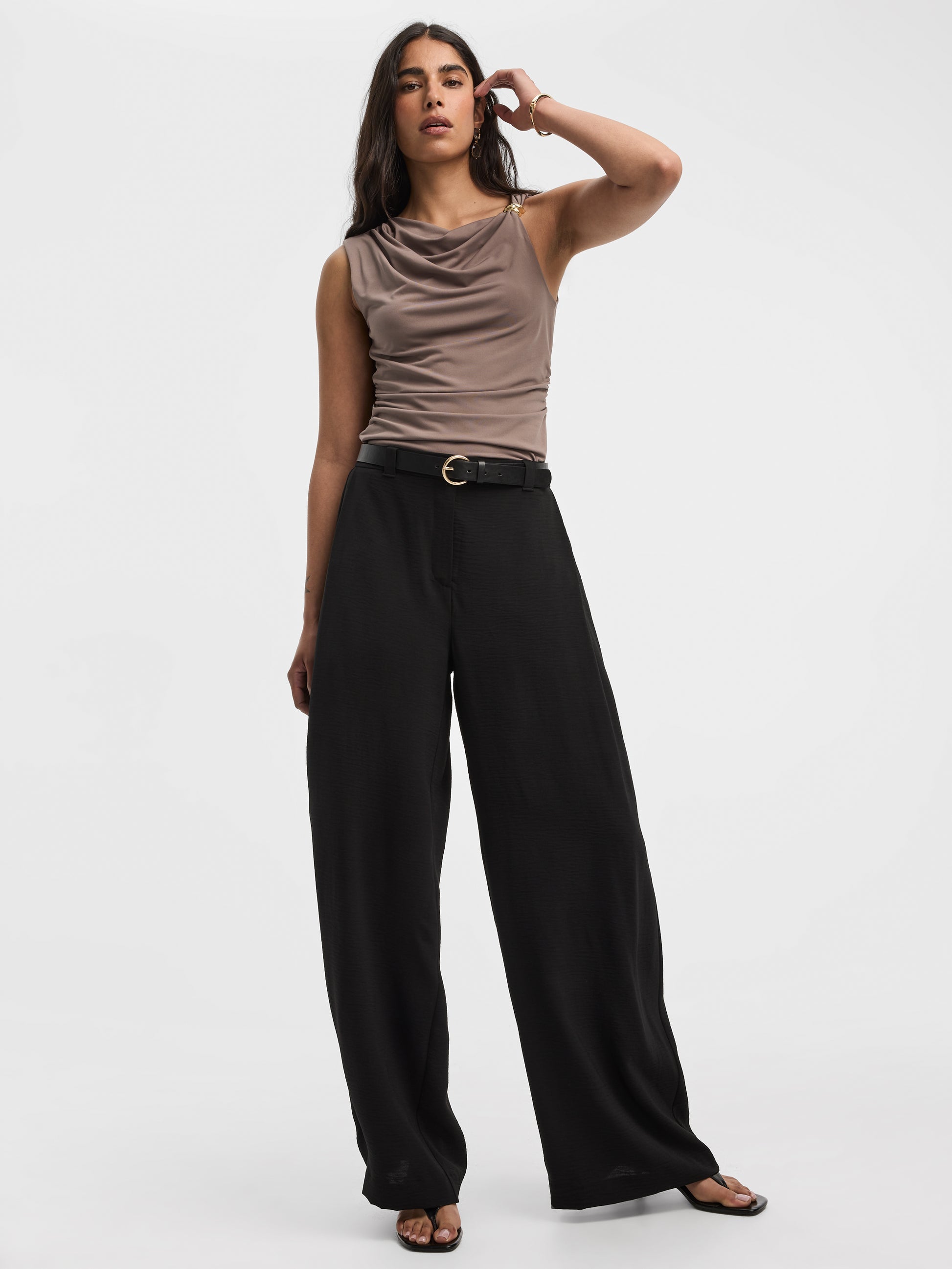 Sleeveless Top with Asymmetrical Neckline