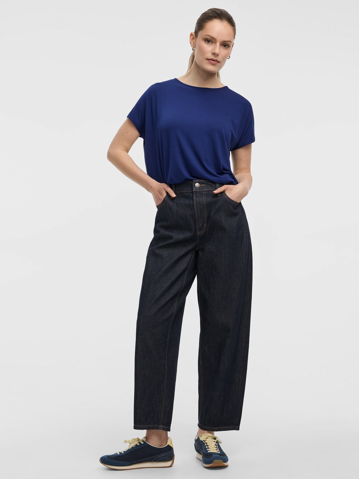 Short-Dolman-Sleeve Boat-Neck T-Shirt