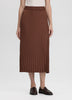 Pleated Satin Midi Skirt
