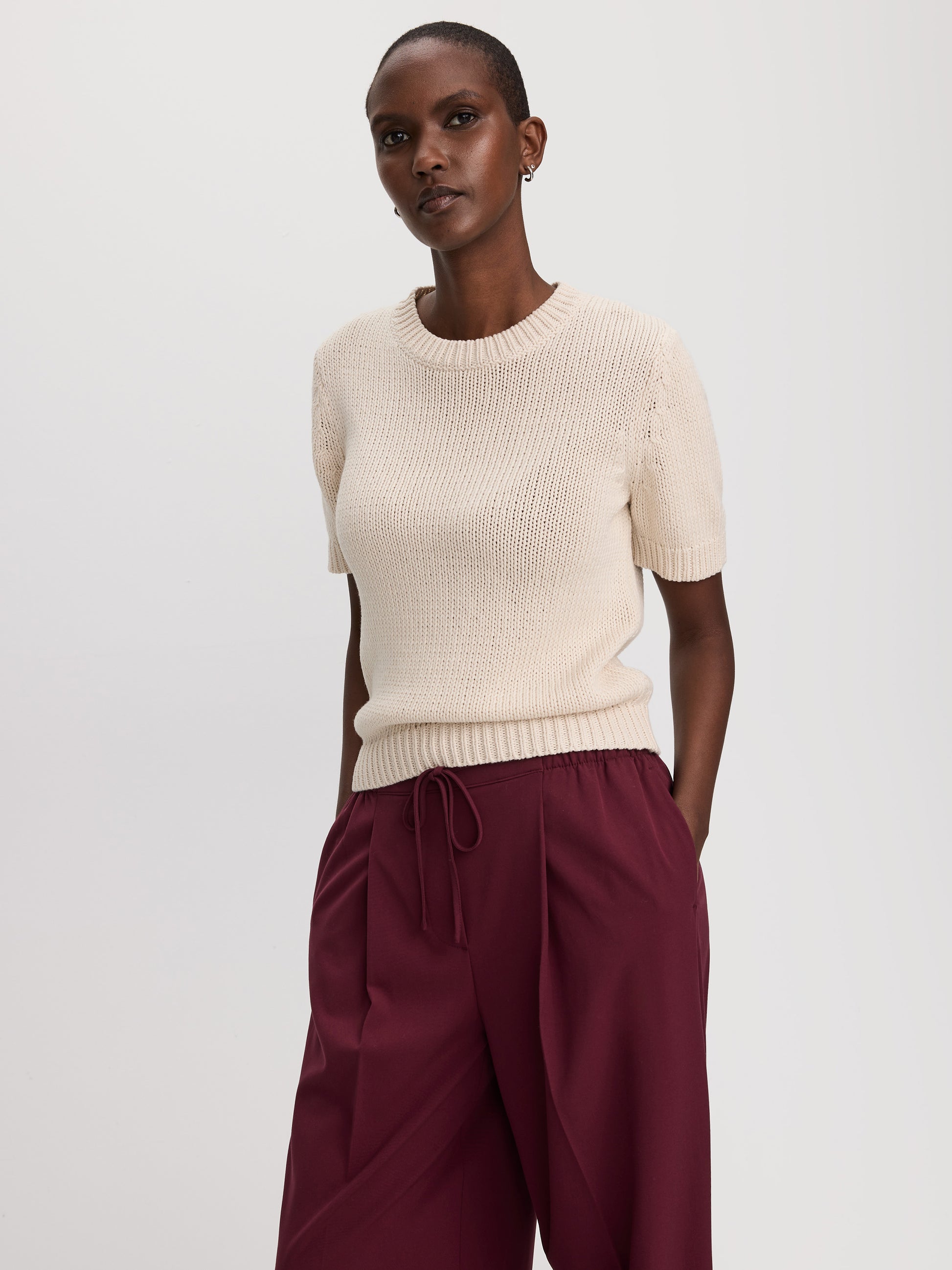 Short-Sleeve Crew-Neck Pullover