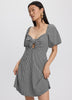 Short-Puffy-Sleeve Mini Dress with Sweetheart Neckline