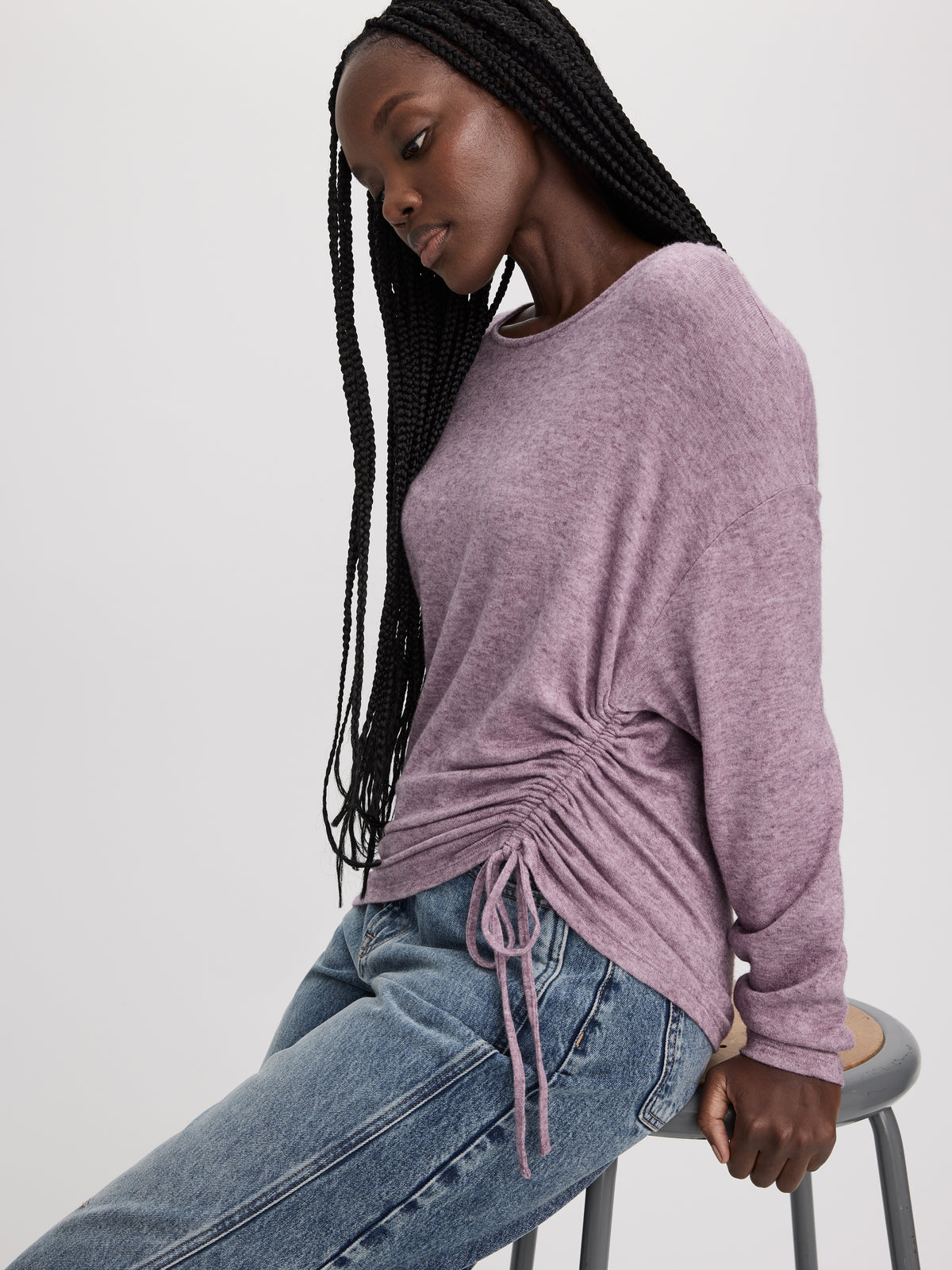 Long-Sleeve Top with Shirred Side