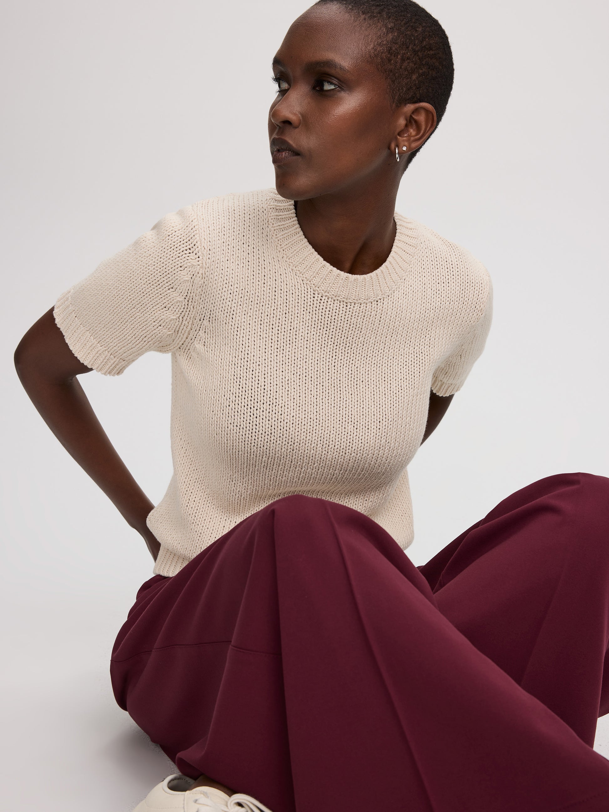 Short-Sleeve Crew-Neck Pullover