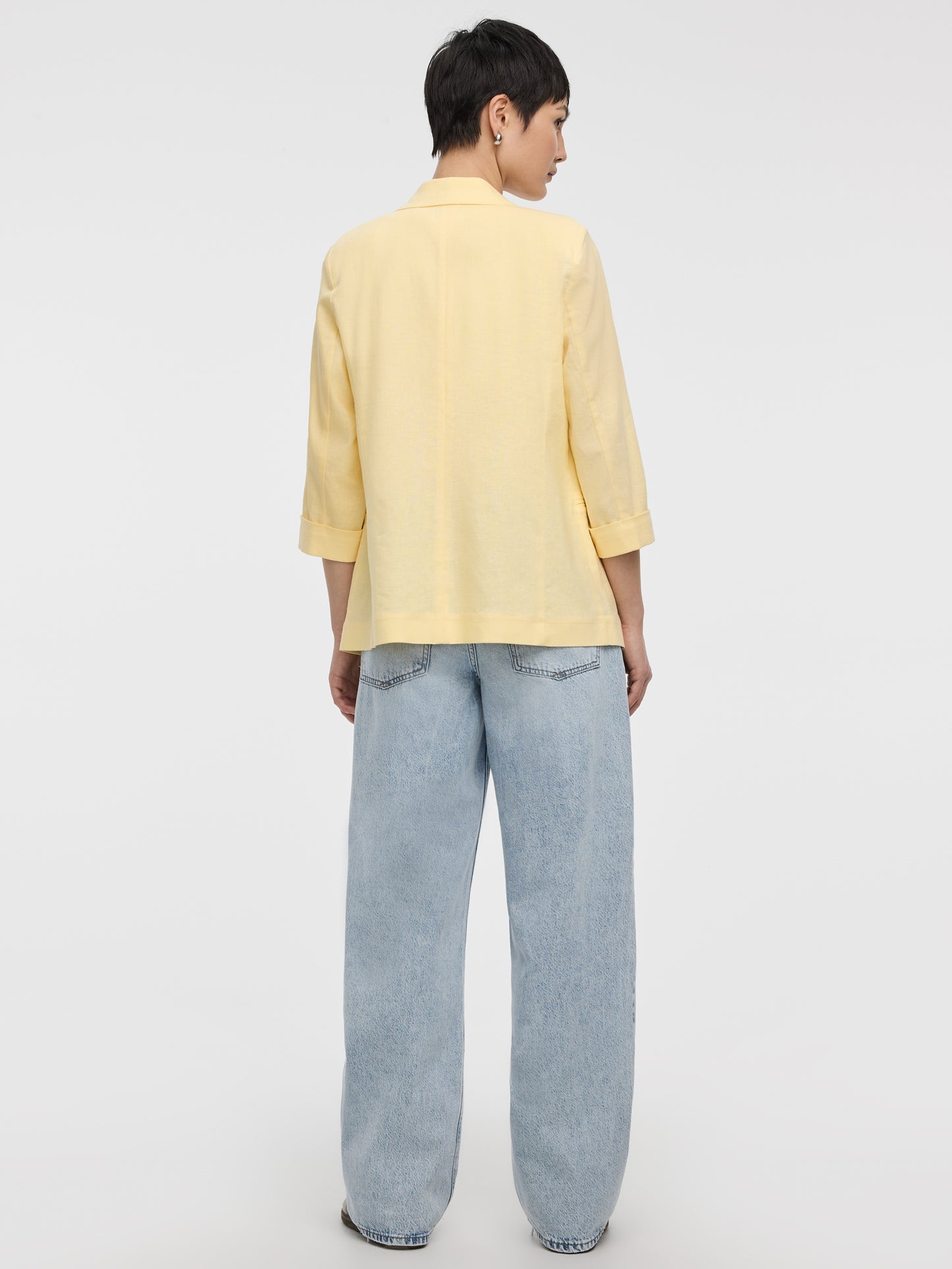 Veston en lin ouvert avec manches 3/4