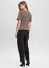 Short-Sleeve Shirred Top with Asymmetrical Hem