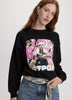 Long-Sleeve Crew-Neck Fleece Top with Print