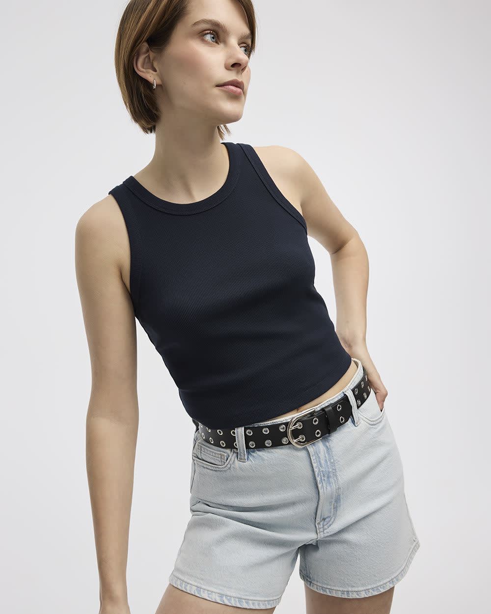 Crew-Neck Ribbed Tank