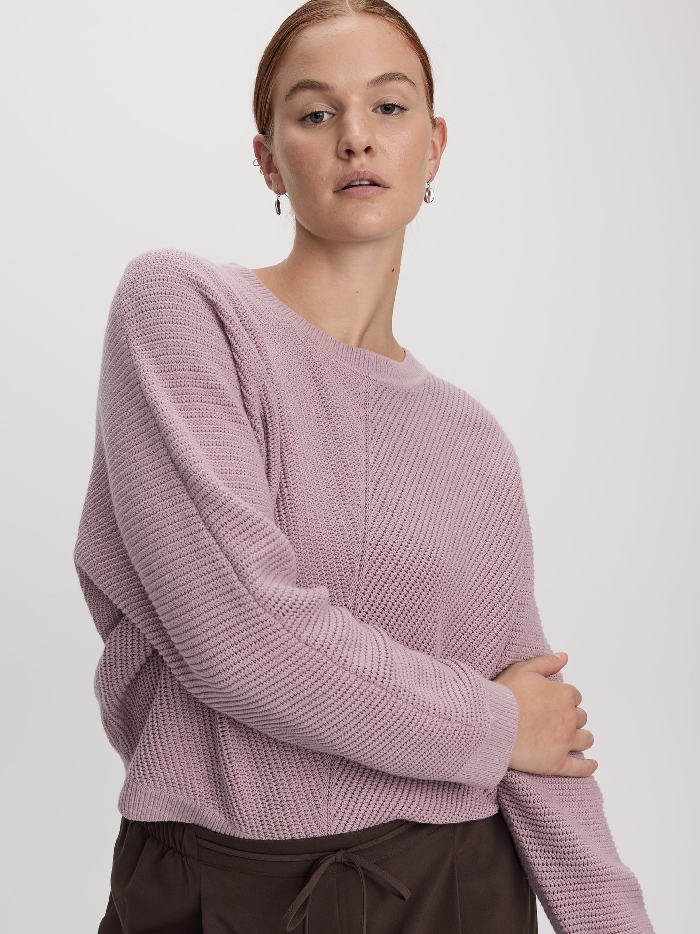 Long-Dolman-Sleeve Crew-Neck Pullover