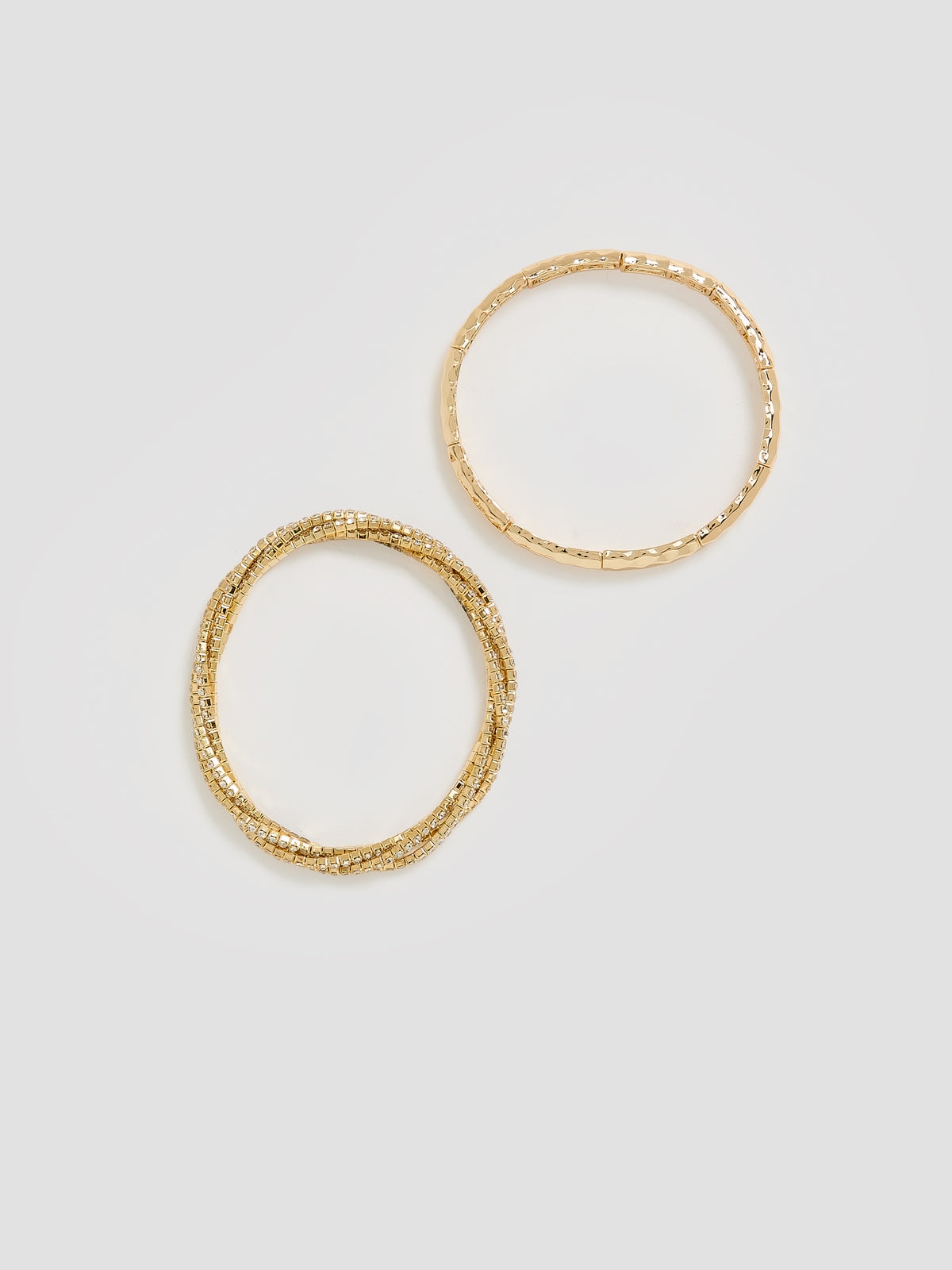Beaded Bracelets with Rhinestones - Set of 2