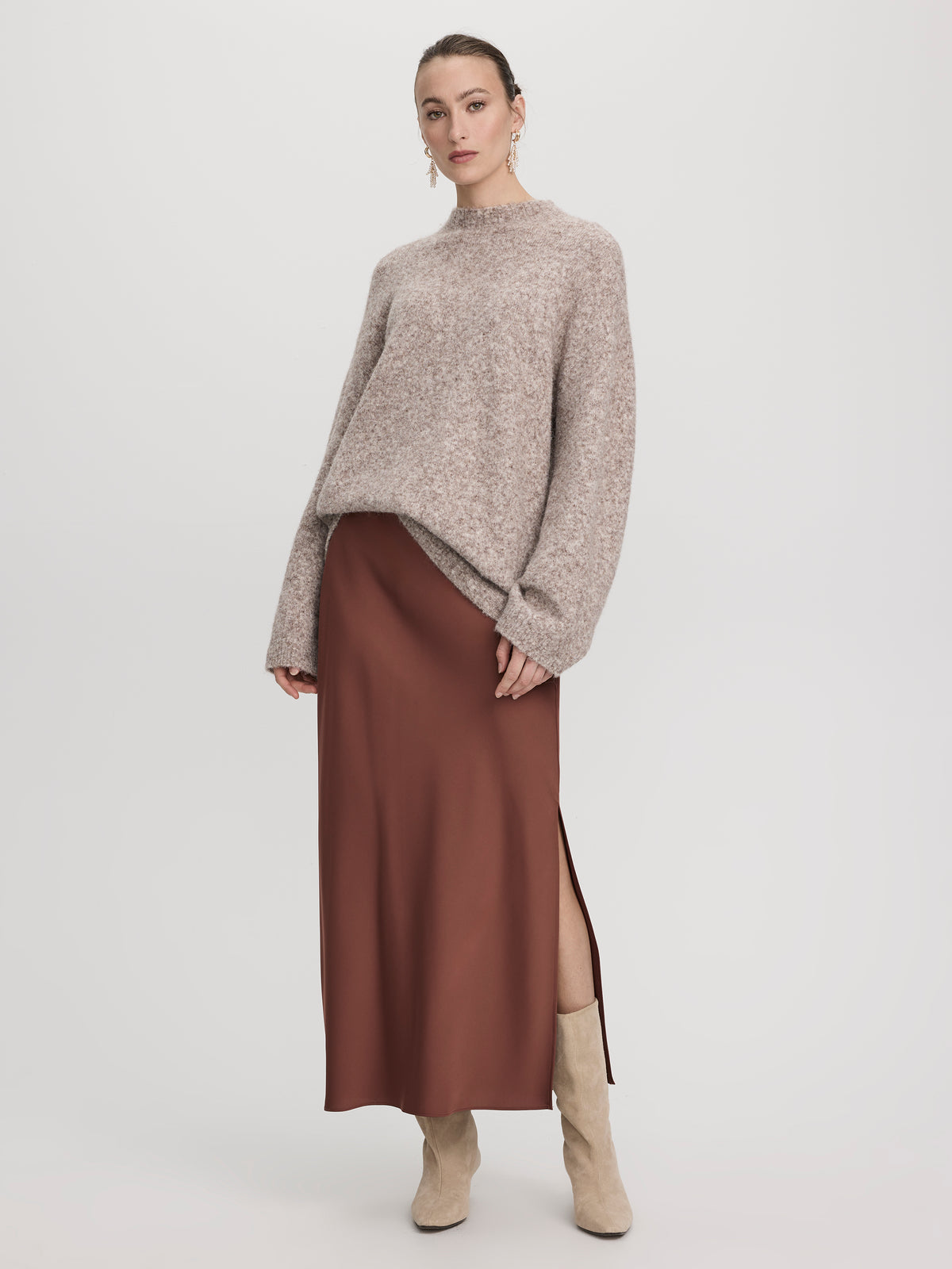 Maxi Column Satin Skirt