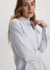 Striped Long-Sleeve Buttoned-Down Seersucker Blouse