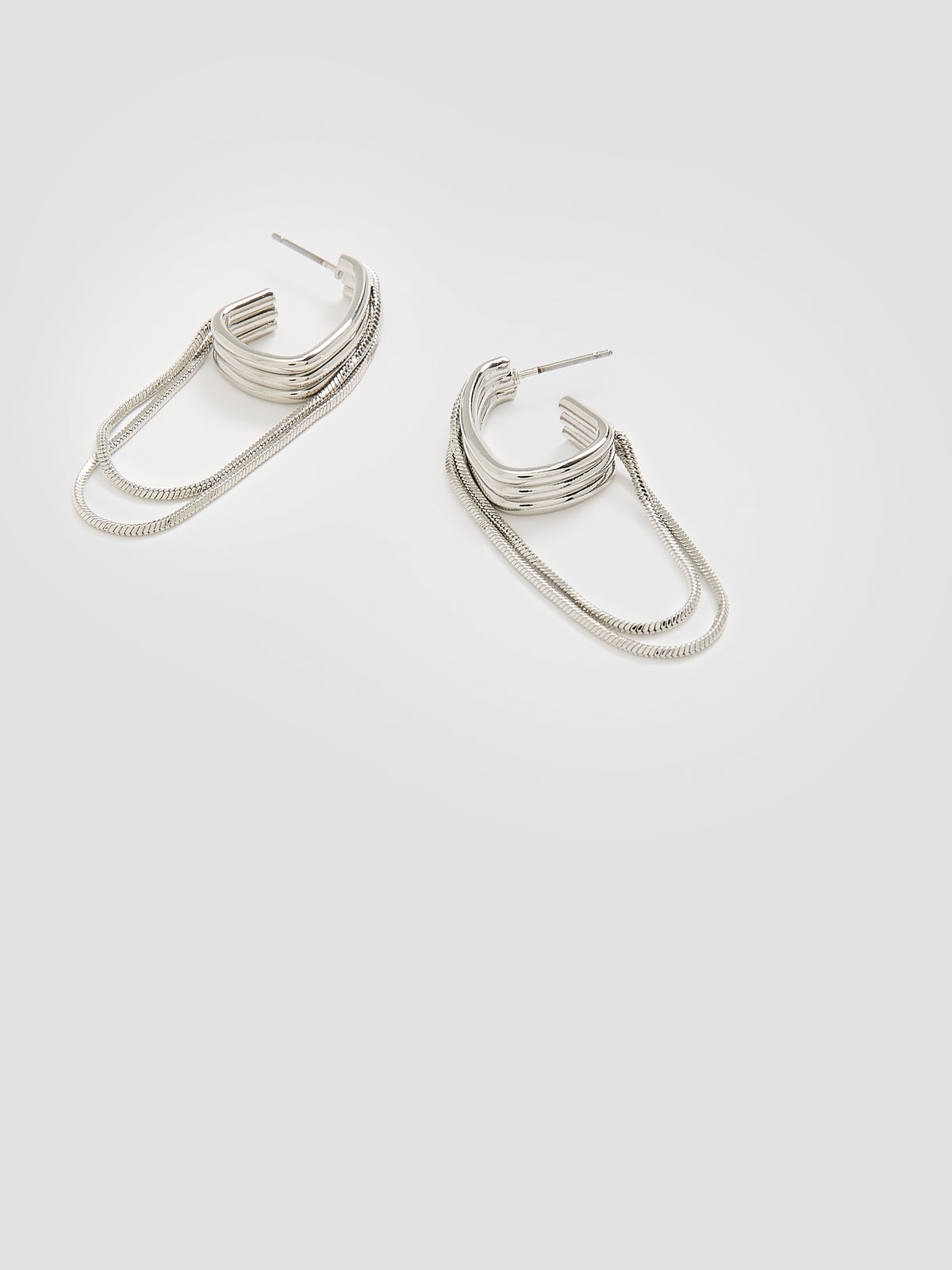 Textured Hoops with Snake Chains