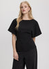 Short-Sleeve Boat-Neck Blouse with Bow in the Back
