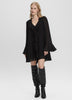 Long-Sleeve V-Neck Mini Dress with Ruffles