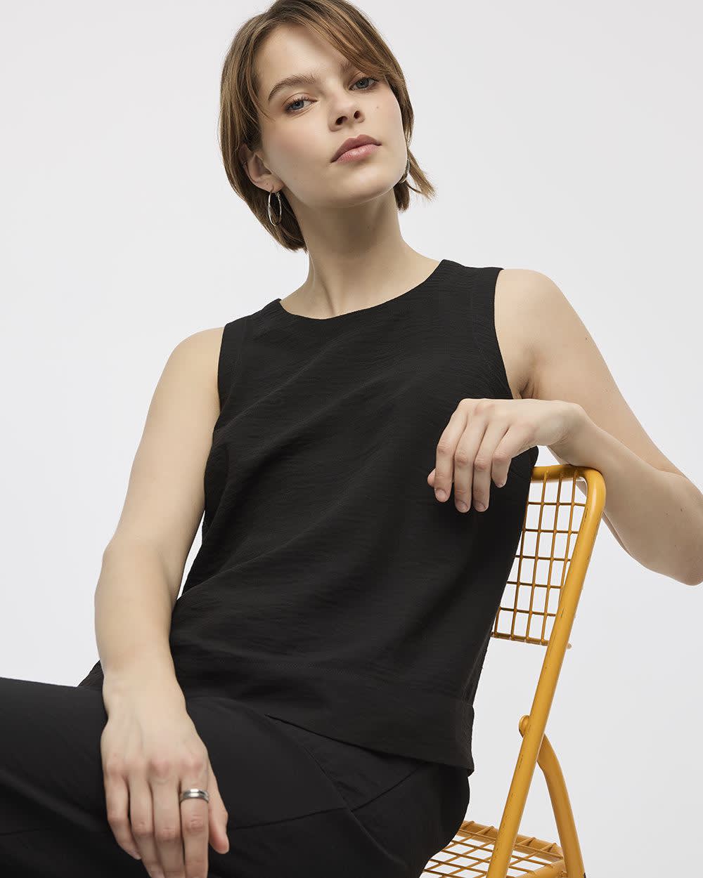 Sleeveless Crew-Neck Blouse