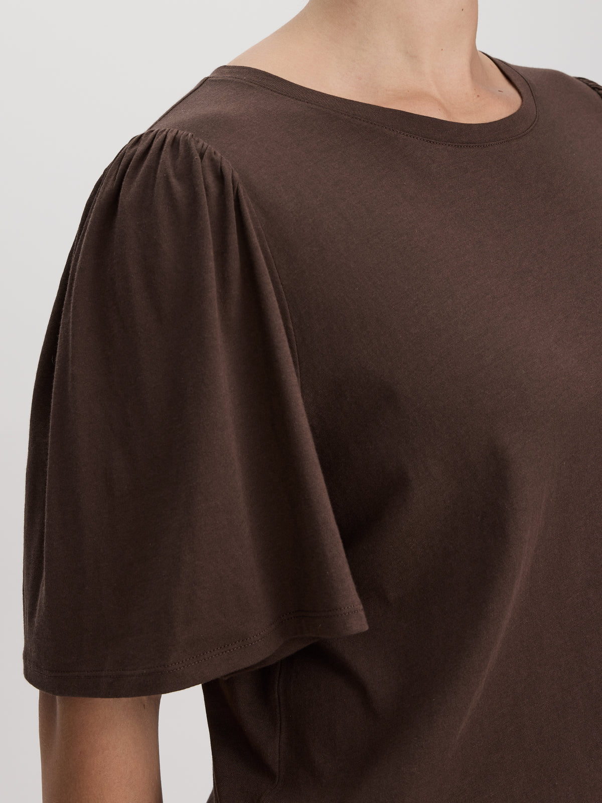 Crew-Neck Top with Short Flutter Sleeves