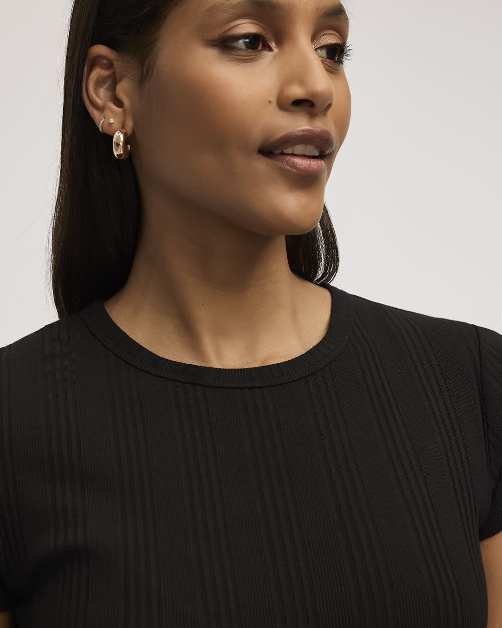 Fitted Crew-Neck Ribbed T-Shirt