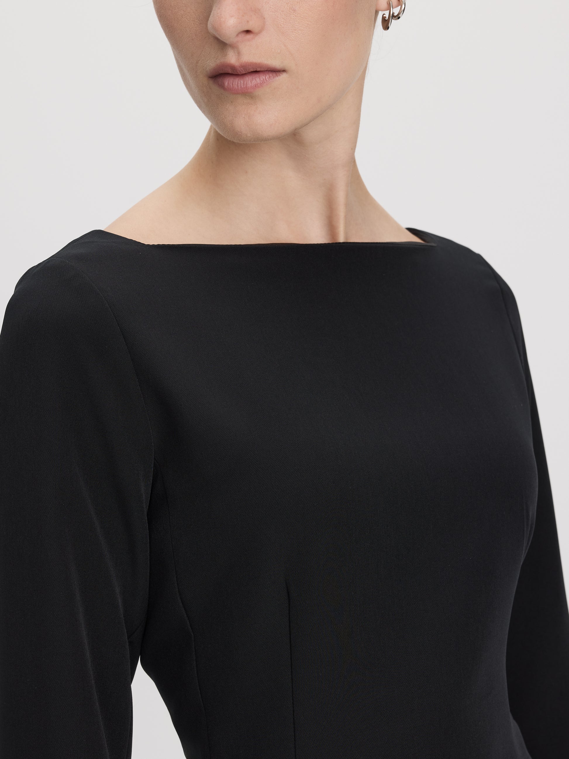 Long-Sleeve Boat-Neck Mini Dress