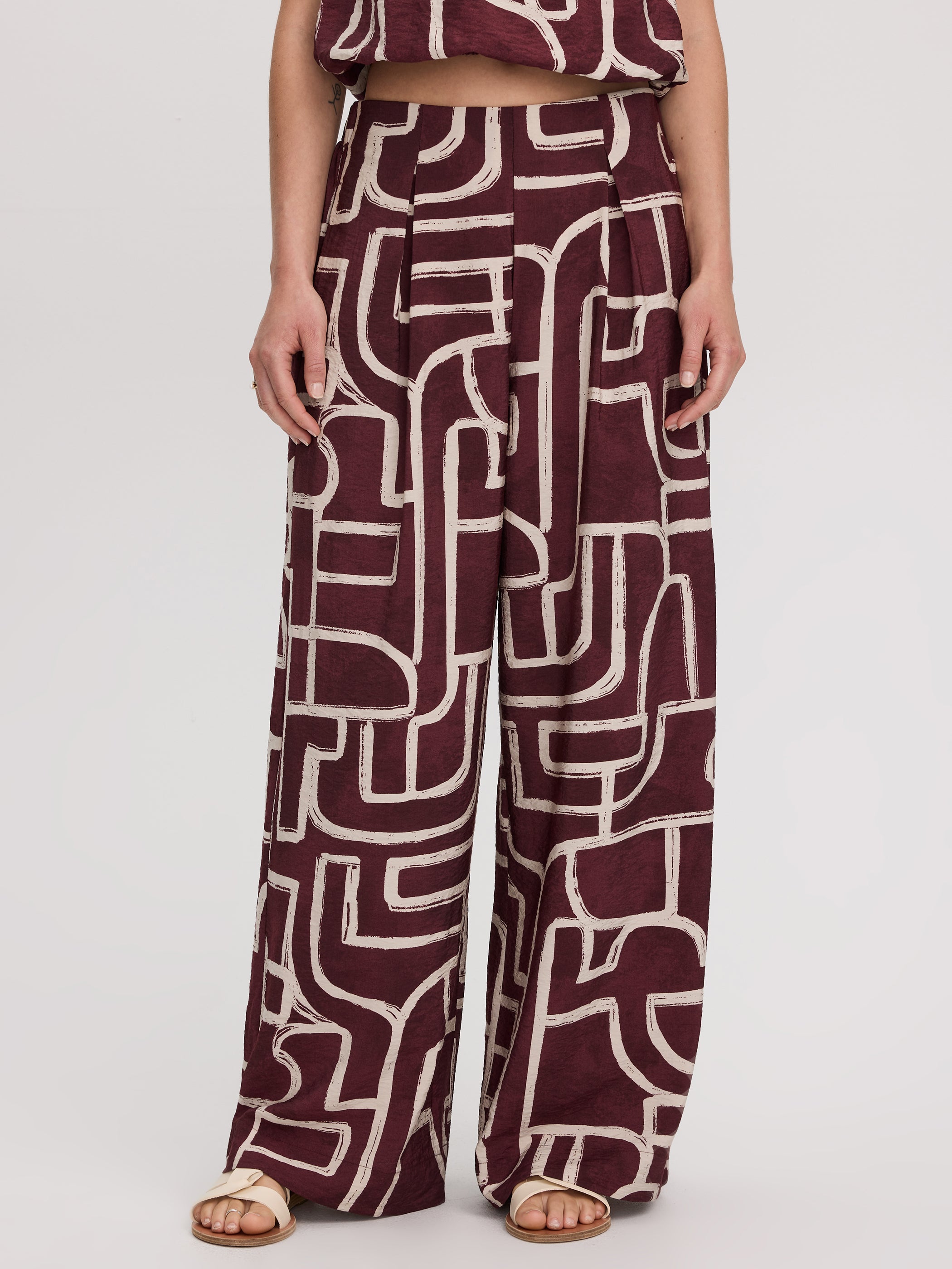 Wide-Leg High-Rise Pull-On Pant