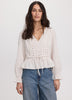 Long-Sleeve V-Neck Blouse with Lace Trims