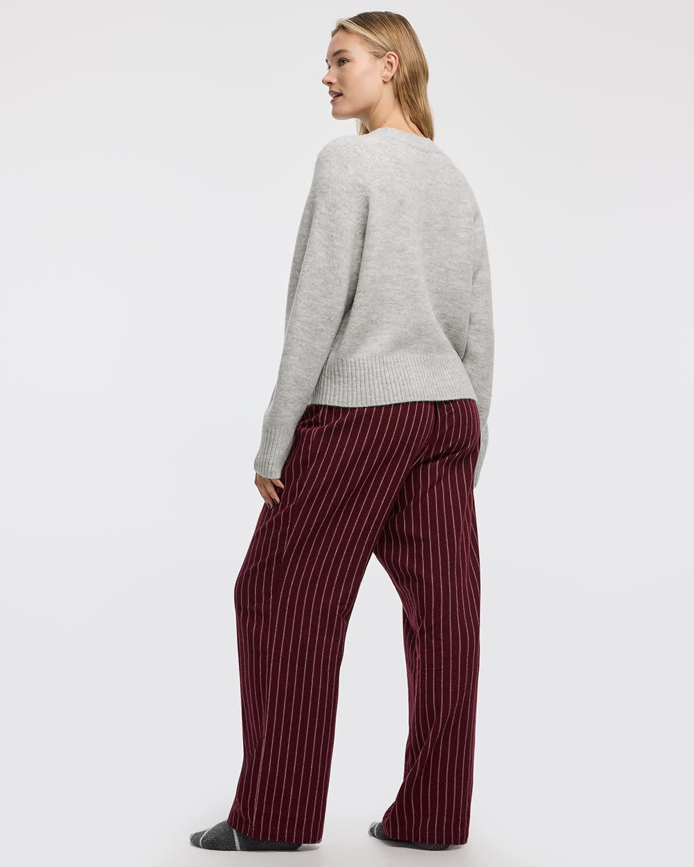 Long-Sleeve Crew-Neck Pullover with Bow