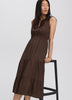 Sleeveless Split-Neck Midi Dress